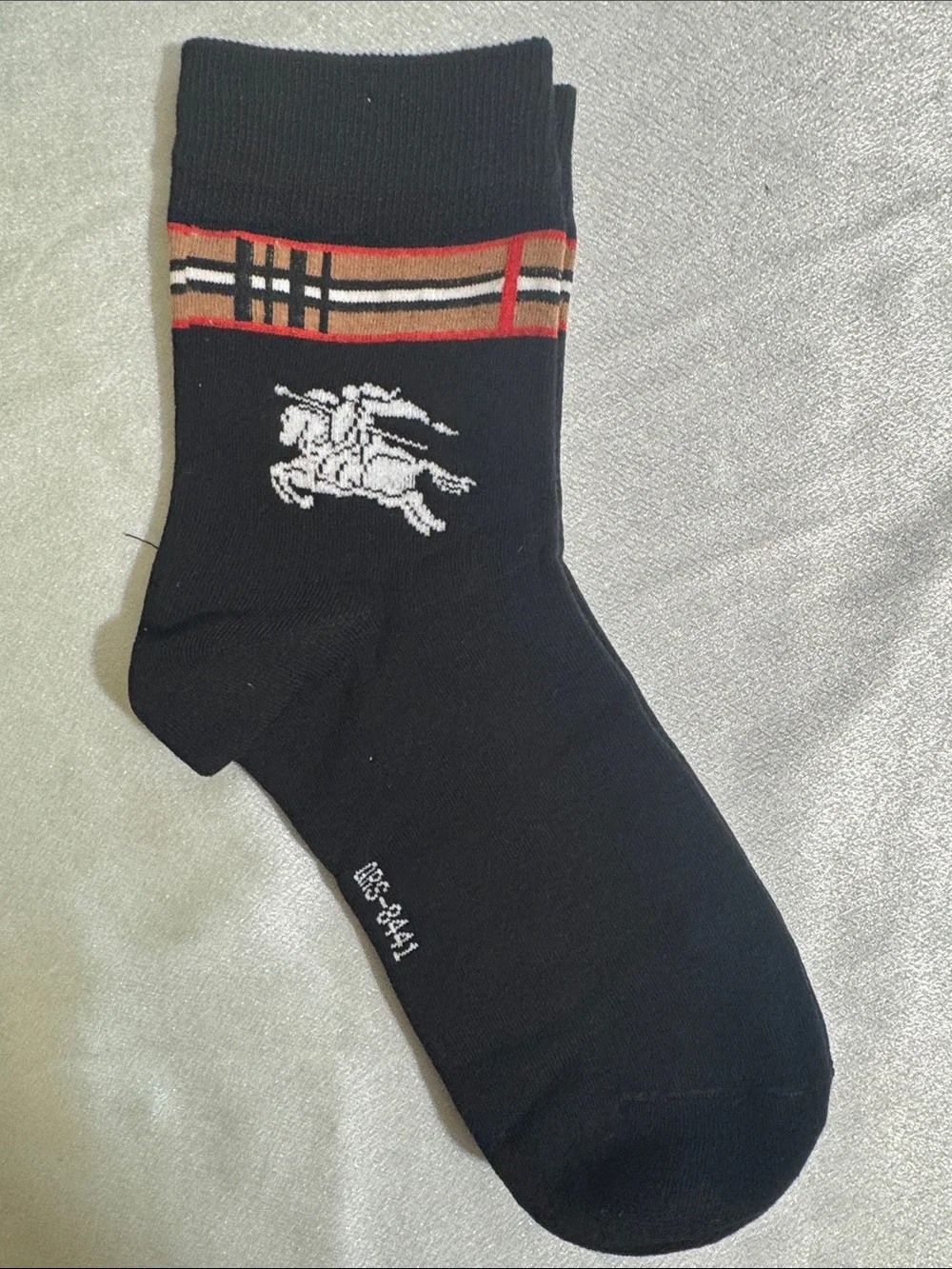 New! Burberry Men's Black Dress Socks with Striped Accent